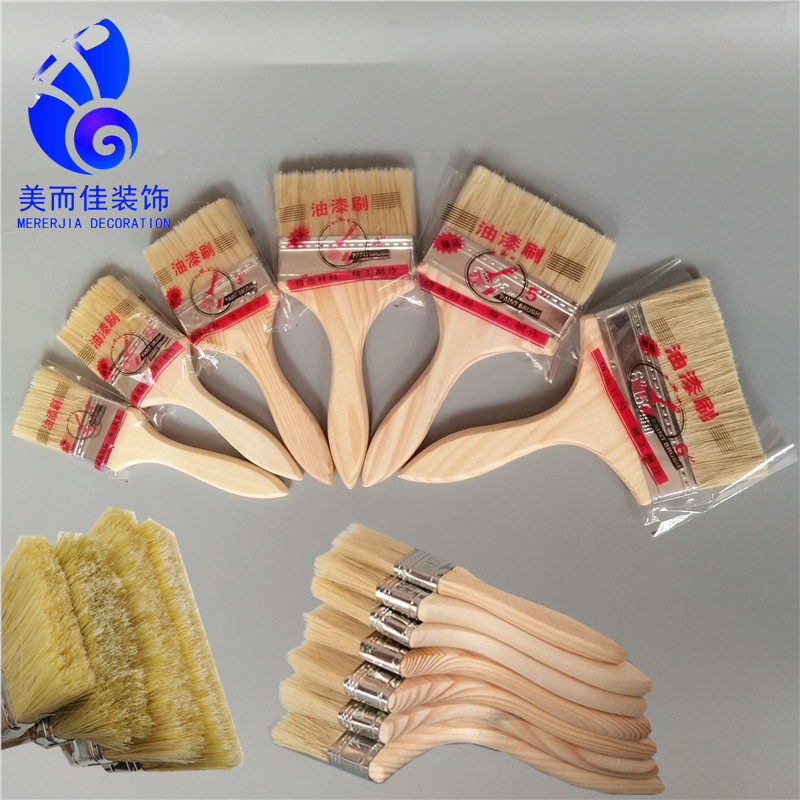 Wooden Handle Plastic Handle Paint Brush Pine Tree Wooden Handle Pighair Bristle Silk Brush Grey Brush White Handle Brown Brush Decoration Tools