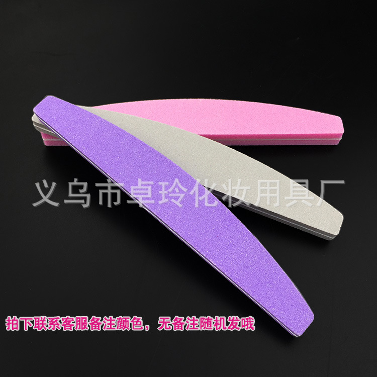 Esponja de uñas frotar tira de doble cara manicura molienda tira media luna en forma de arena lavado tira EVA alta elástica algodón esponja archivo