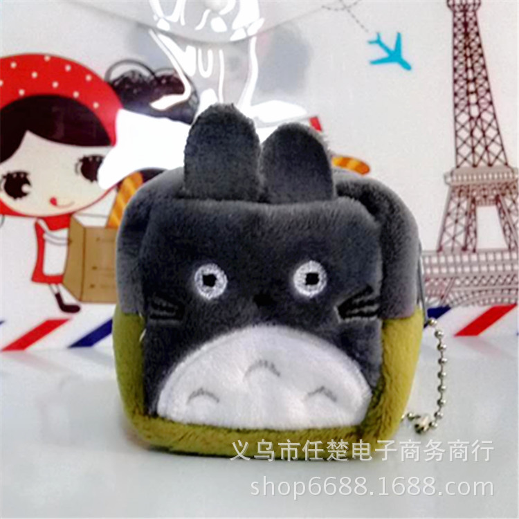 Monedero de felpa para mujer estilo japonés y coreano con diseño de Totoro bolso cuadrado para llaves