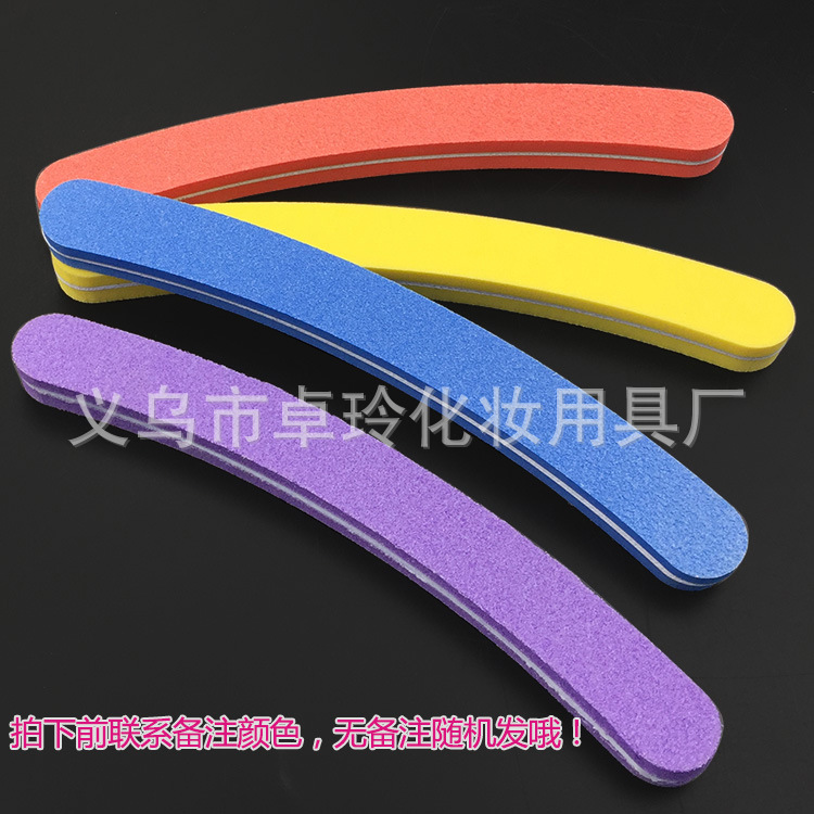 Ventas directas de la fábrica curvada lavado alto elástico algodón tira de arena de la luna de molienda tira de doble cara molienda Archivo de uñas