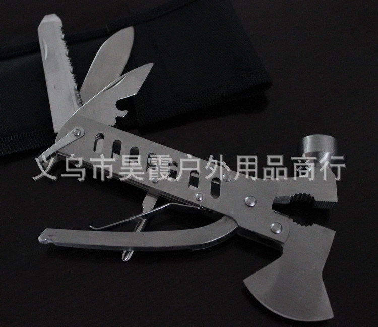 不锈钢多功能锤子 小号七孔斧头锤 便携式万用锤 多用钳 安全锤