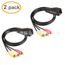 RJ45母转3RCA公rj45母转3莲花公带扩展器网线用延长音视频延长线