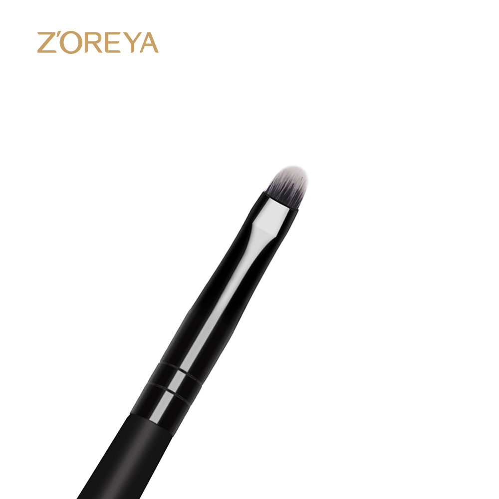 ZOREYA en stock herramientas de belleza al por mayor cepillo de maquillaje de pelo de fibra blanca mango de madera negro pincel corrector lápiz de cejas