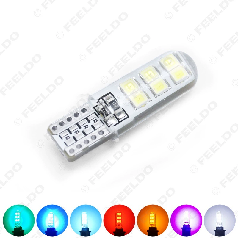 Высокая мощность T10 2835-12smd автомобильный LED силиконовый клей, широкий свет, 7 цветов на выбор