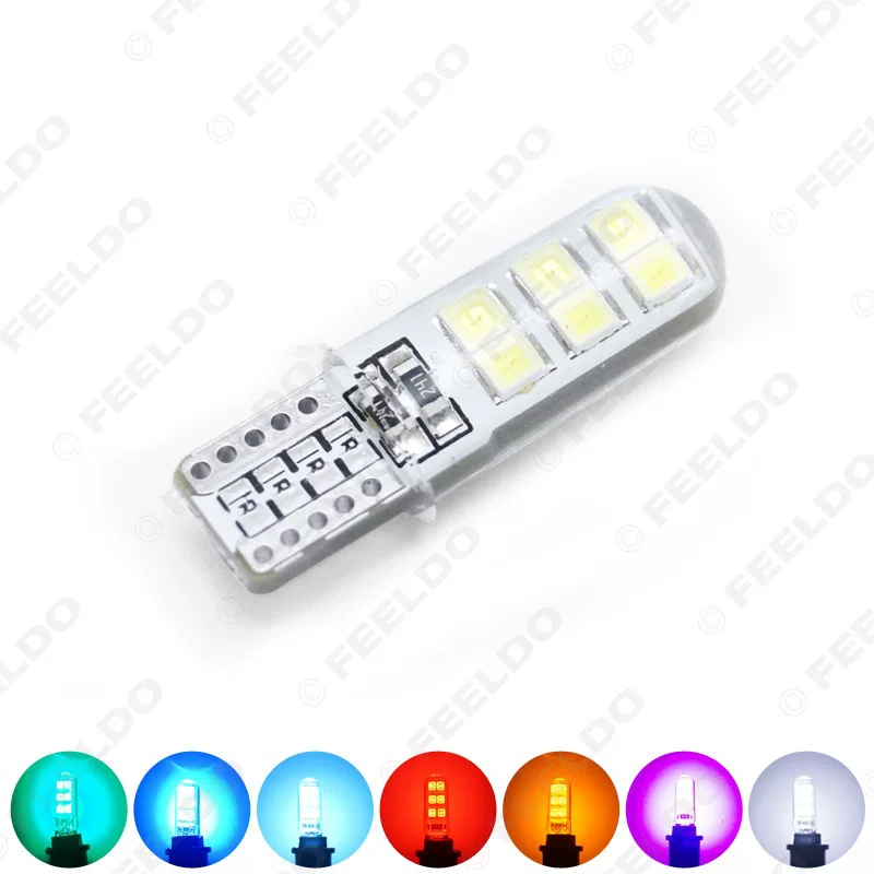 Высокая мощность T10 2835-12smd автомобильный LED силиконовый клей, широкий свет, 7 цветов на выбор