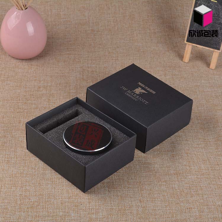 蓝牙耳机天地盖黑色礼品包装盒电子产品牛皮纸黑色抽屉纸盒批发