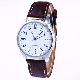 3392电子欧美石英手表皮带手表光板钢带品牌十二数字面商石英手表