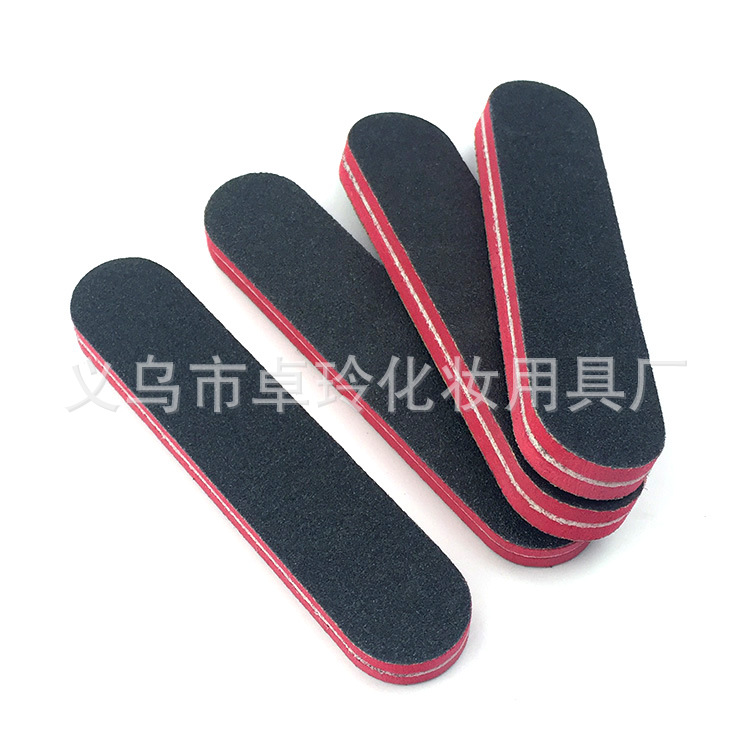En stock al por mayor lima de uñas súper resistente al desgaste engrosada negro rojo corazón esponja resistente al desgaste tira de pulido Wenwan