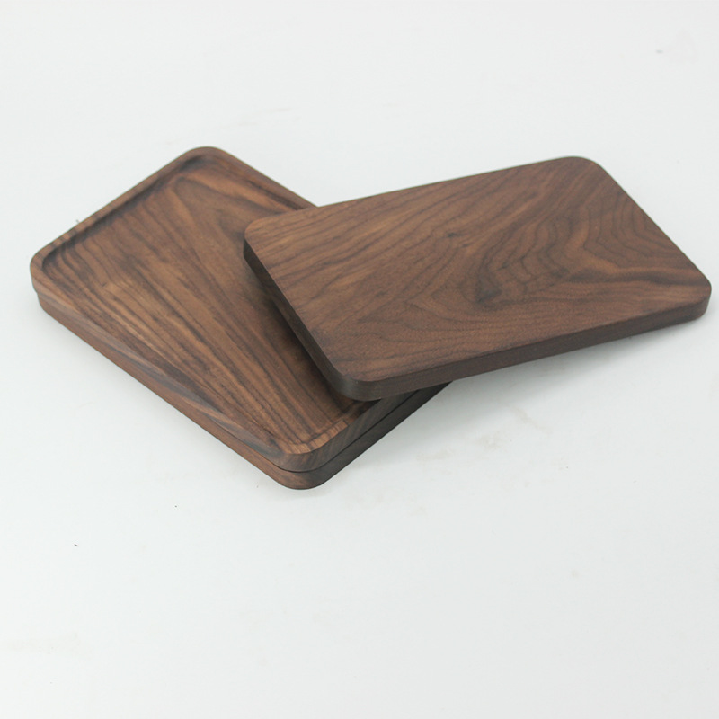 bandeja de madera bandeja de pizza rectangular bandeja de frutas de madera sólida bandeja de té de nuez negra bandeja de pastel logotipo libre
