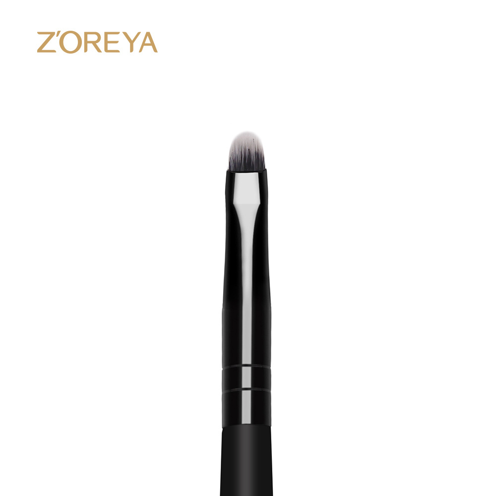 ZOREYA en stock herramientas de belleza al por mayor cepillo de maquillaje de pelo de fibra blanca mango de madera negro pincel corrector lápiz de cejas