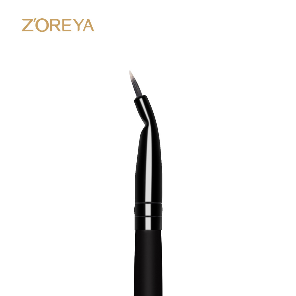 Fabricante Zhuolya en stock mango de madera negro cepillo de maquillaje de ojos suave señaló pelo delineador de ojos cepillo