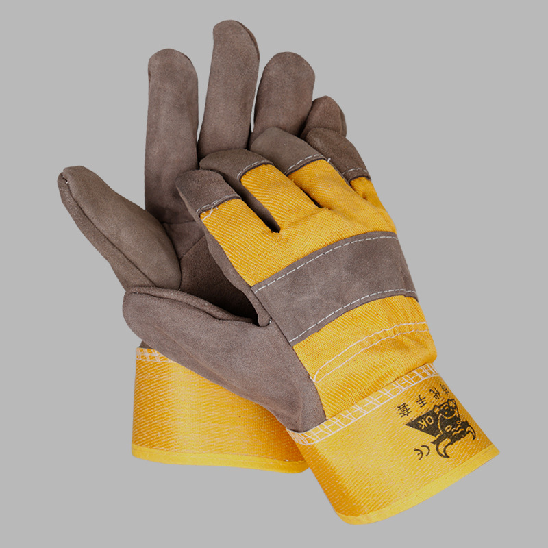 批发二层分掌电焊手套 牛二层绒皮劳保手套 短焊工手套