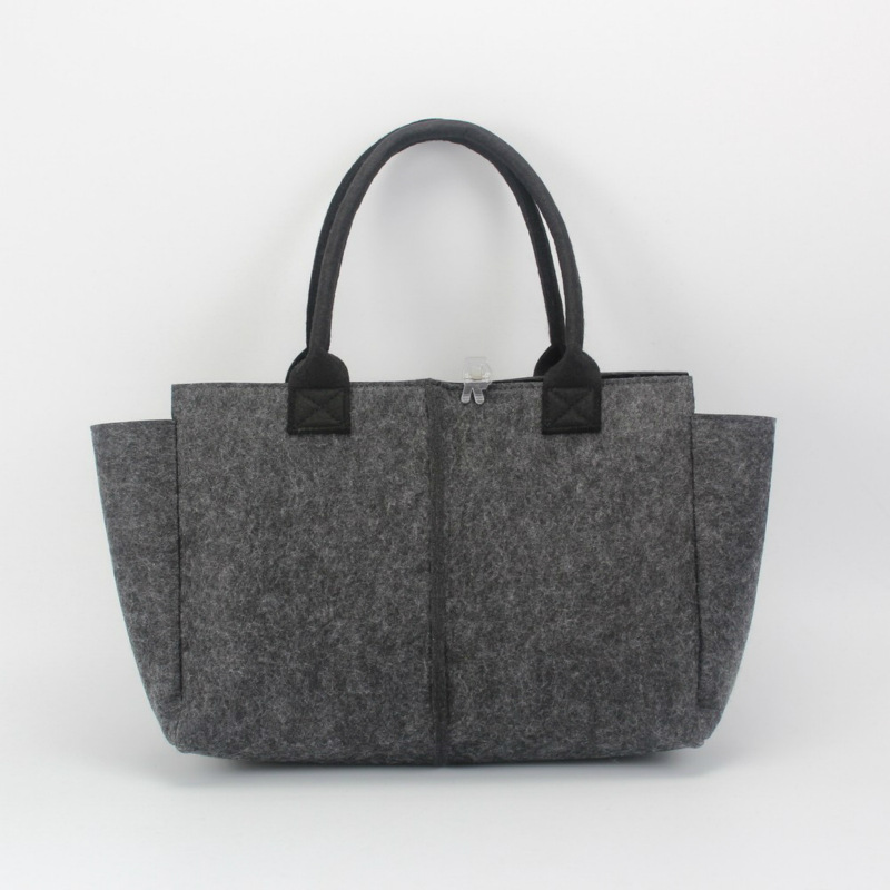 创意毛毡手提收纳包纯色托特包通勤手提袋大容量单肩包