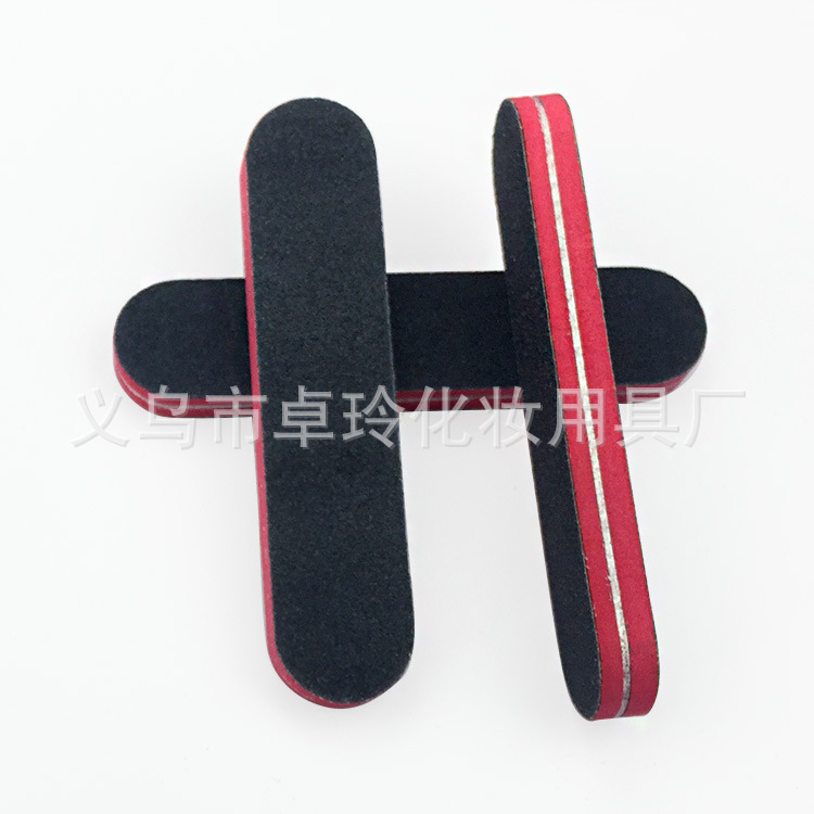 En stock al por mayor lima de uñas súper resistente al desgaste engrosada negro rojo corazón esponja resistente al desgaste tira de pulido Wenwan