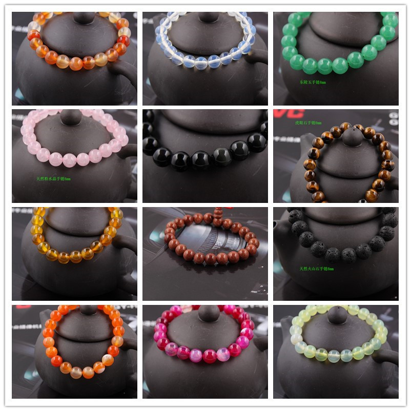Zhou Lianfa ventas directas de la fábrica AliExpress comercio exterior de la moda europea y americana ágata cristal múltiple 8mm pulsera de piedra volcánica