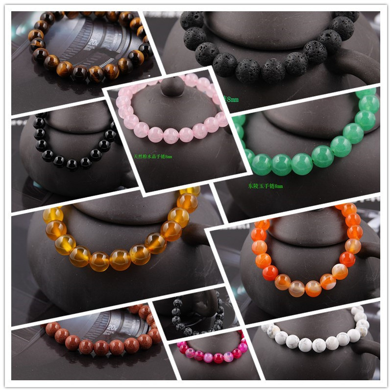 Zhou Lianfa Aliexpress Hot Sale Agate Lava Stone 8mm Energy Natural Volcanic Stone Multicolor Buddha Bead Bracelet