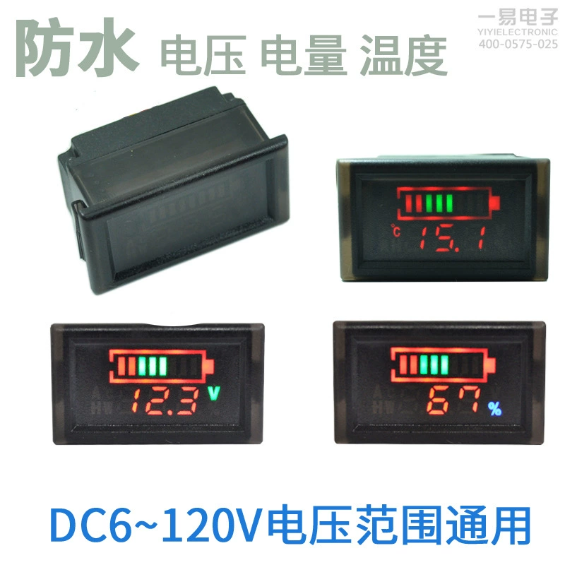 Водонепроницаемый электромобиль аккумулятор вольтметр Головка Цифровой дисплей Напряжение питания термометр водонепроницаемый термометр