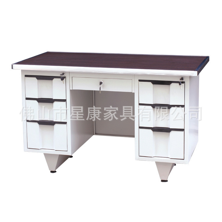 Source Factory Office Cabinet Simple Modern Desk Steel-Wood Computer Desk Thickeneded 7-Drawer Desk Indoor Table