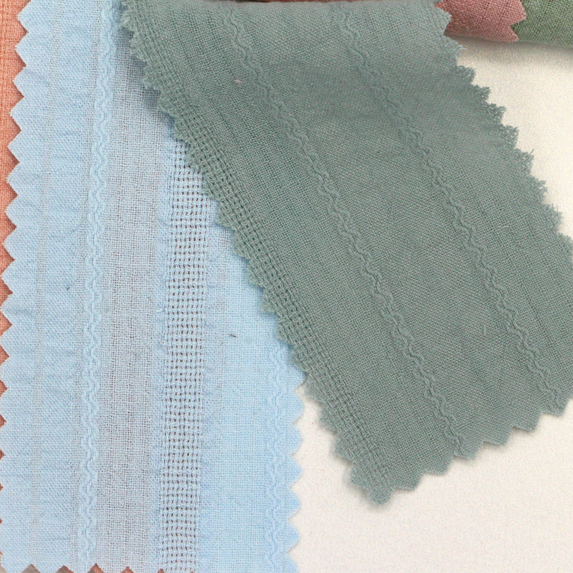 全棉提花面料 缕空条纹纯棉布 波浪提花条纹布1009