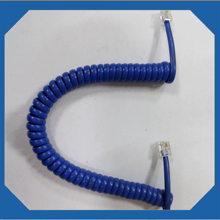 Телефонный шнур для стационарного телефона из ПВХ, синий, с кристаллическим разъемом, для гостиниц, прямые продажи с завода в Дунгуане
