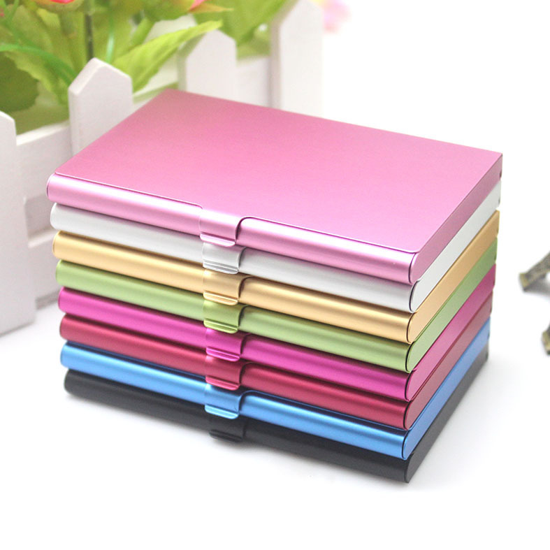 Spot business aluminum alloy business card case portable carry-on credit card case color metal small business card holder