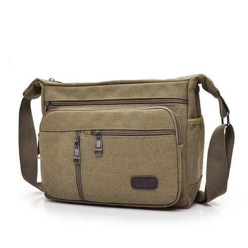 Fashionable Men's Canvas Shoulder Bag Multi-compartment Casual Men's Bag Large Capacity Men's Crossbody Bag D7118