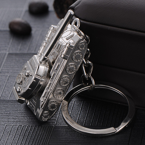 Creative men's car pendant personalized World of Tanks T34 model keychain Father's Day small gift hanging buckle