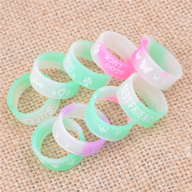 Glowing silicone rubber rings