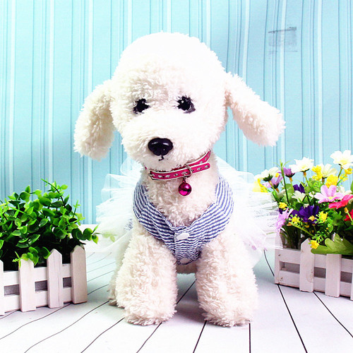 Striped Fresh Layer Cake Skirt Cat Dog Teddy VIP Bichon Frize Skirt French Dou Corgi Straps Spring and Summer
