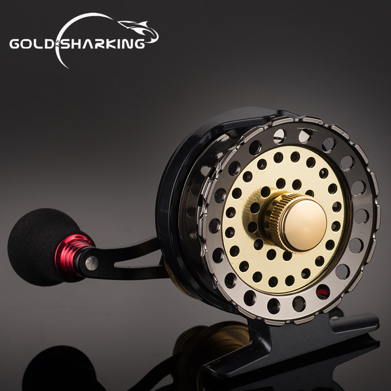 Oro tiburón rey venta al por mayor 6 + 1BB balsa rueda de válvula de metal rueda balsa rueda de pesca balsa rueda de varilla rueda micro rueda de plomo rueda de pesca