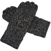 秋冬男士羊毛全指触屏保暖手套 简约大气羊毛毛线商务编织手套
