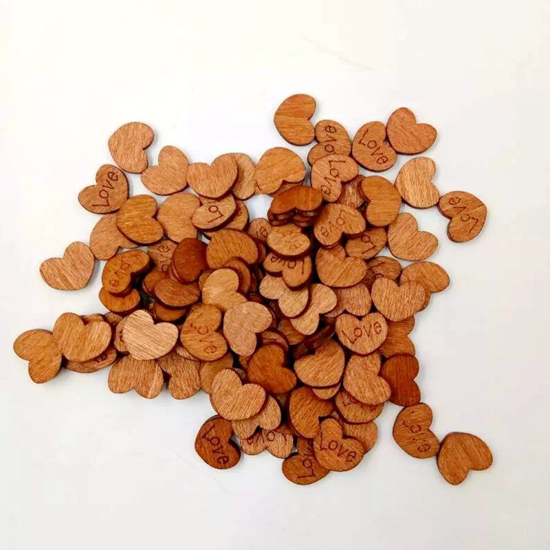 15.0 MM botones de madera de amor botones retro en forma de corazón corazón de amor marrón corazón de melocotón 100 piezas/paquete