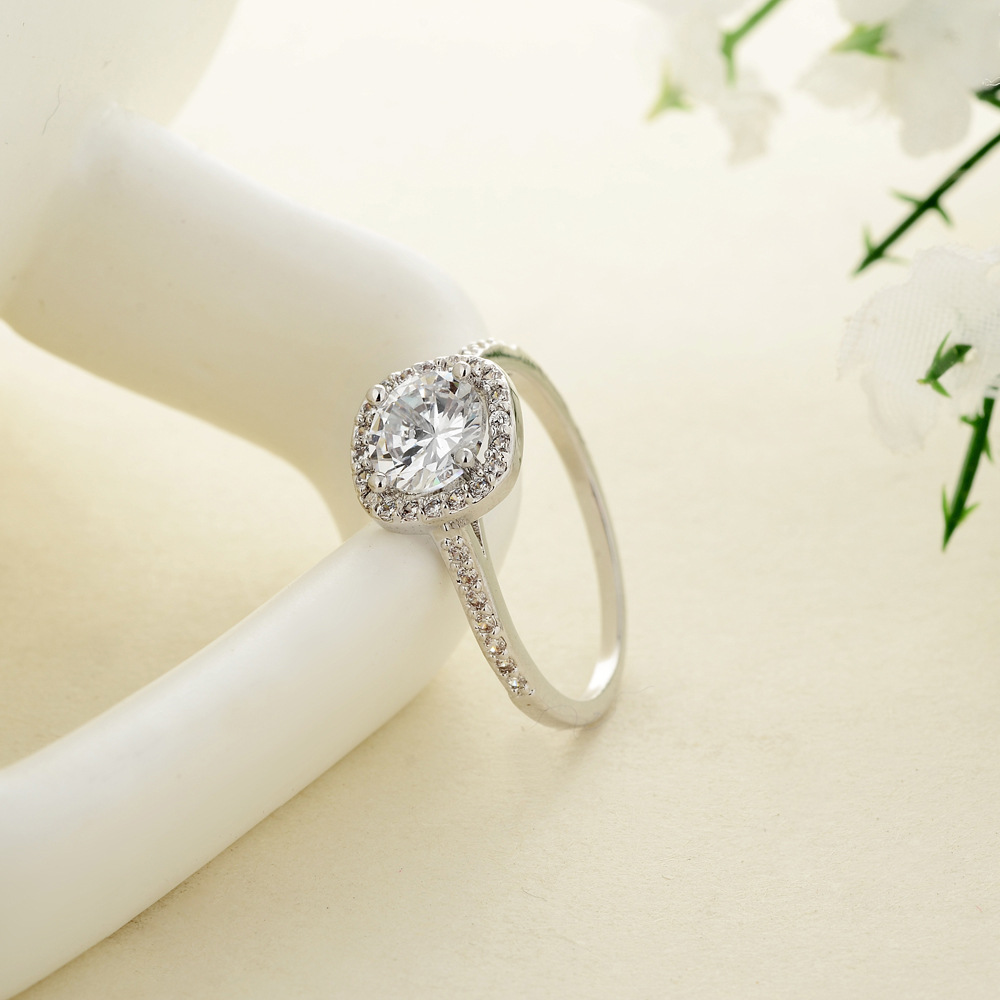 Amazon transfronterizo nuevo anillo de circón cuadrado simple moda de gama alta pendientes personalizados collar de las mujeres de tres piezas