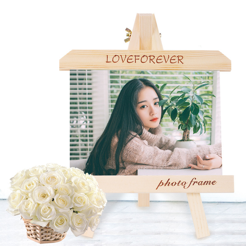 Wood Carving Solid Wood Easel Photo Studio Frame 5 7 10inch Simple Creative Display Wooden Frame Time Handmade