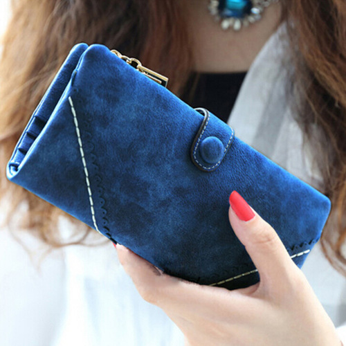 Hopper Leather Matting Wallet Women's Long Version Korean Style 2025 New Student Tri-Fold Multi-functional Ladies Handbag