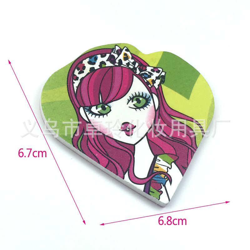 En stock al por mayor lindo en forma de corazón lima de uñas belleza patrón lijado pieza 6,7*6,8 cm