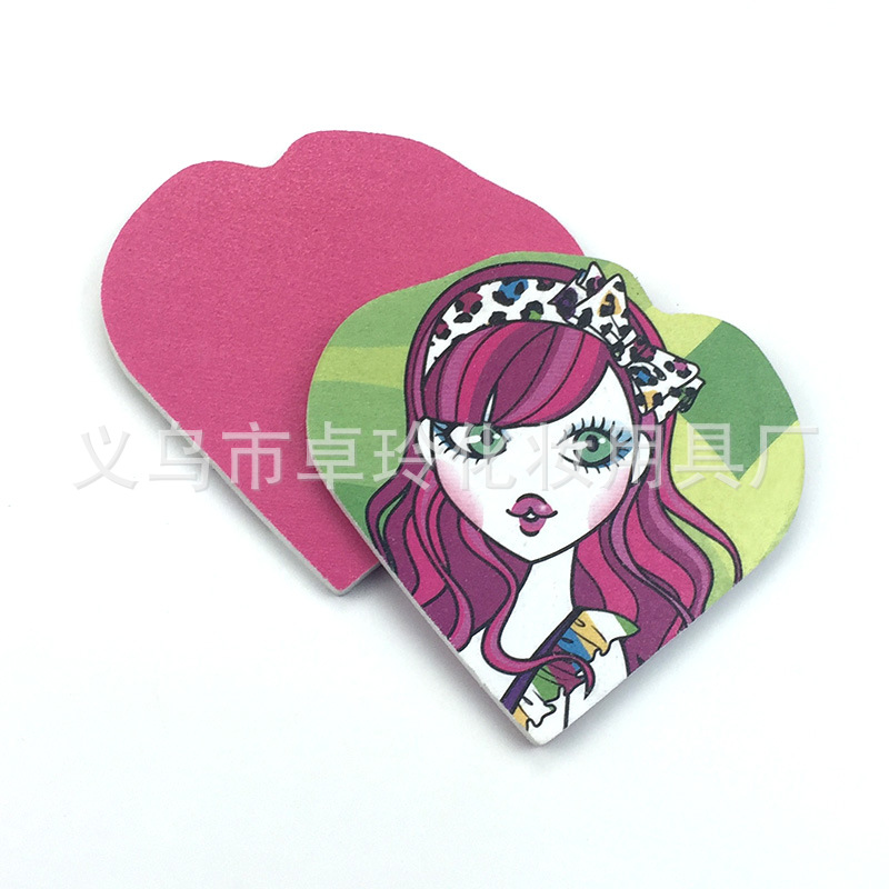 En stock al por mayor lindo en forma de corazón lima de uñas belleza patrón lijado pieza 6,7*6,8 cm