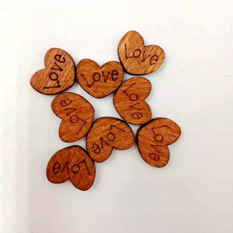 15.0 MM botones de madera de amor botones retro en forma de corazón corazón de amor marrón corazón de melocotón 100 piezas/paquete