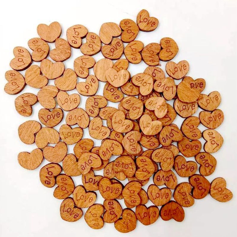15.0 MM botones de madera de amor botones retro en forma de corazón corazón de amor marrón corazón de melocotón 100 piezas/paquete