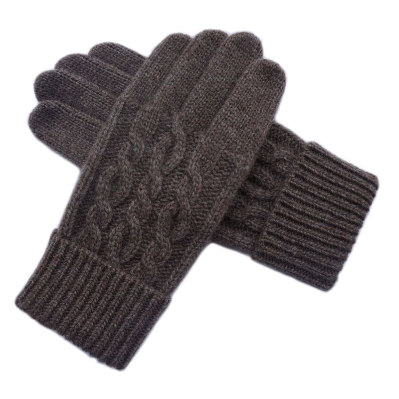 批发男士羊毛毛线手套 秋冬季五指保暖时尚触屏针织商务手套
