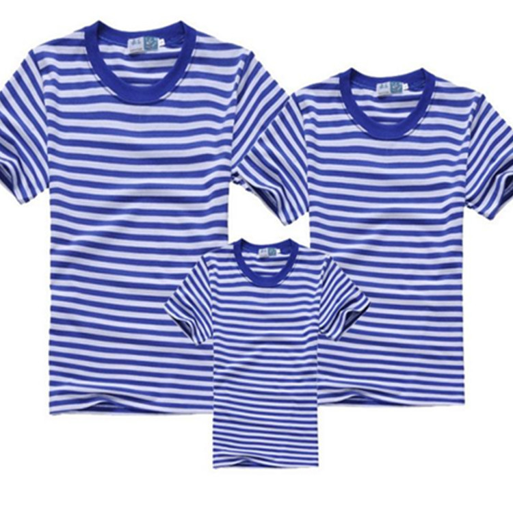 Summer Short-sleeved T-shirt Men's Blue and White Striped Sea Soul Shirt Crewneck Navy Shirt Couple's Half-sleeved T-shirt DIY Printing Large Size Summer Short-sleeved T-shirt Men's Blue and White Striped Sea Soul Shirt Crewneck Navy Shirt Couple's Half-sleeved T-shirt DIY Printing Large Size