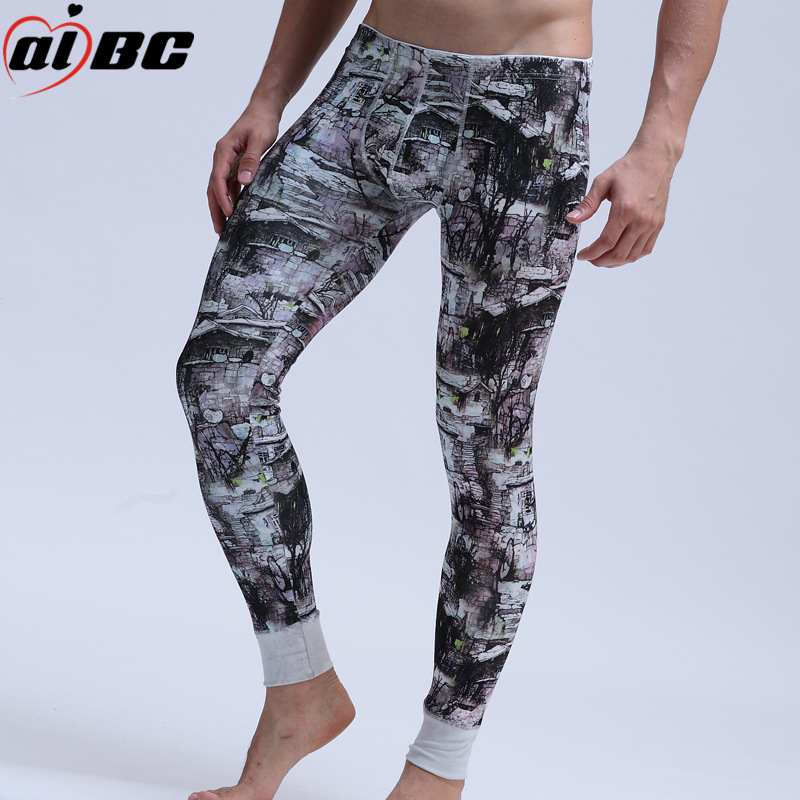 Aibcメーカー直販男性保温ズボンプリント保温底秋冬ズボンメーカー卸売りA012-BK