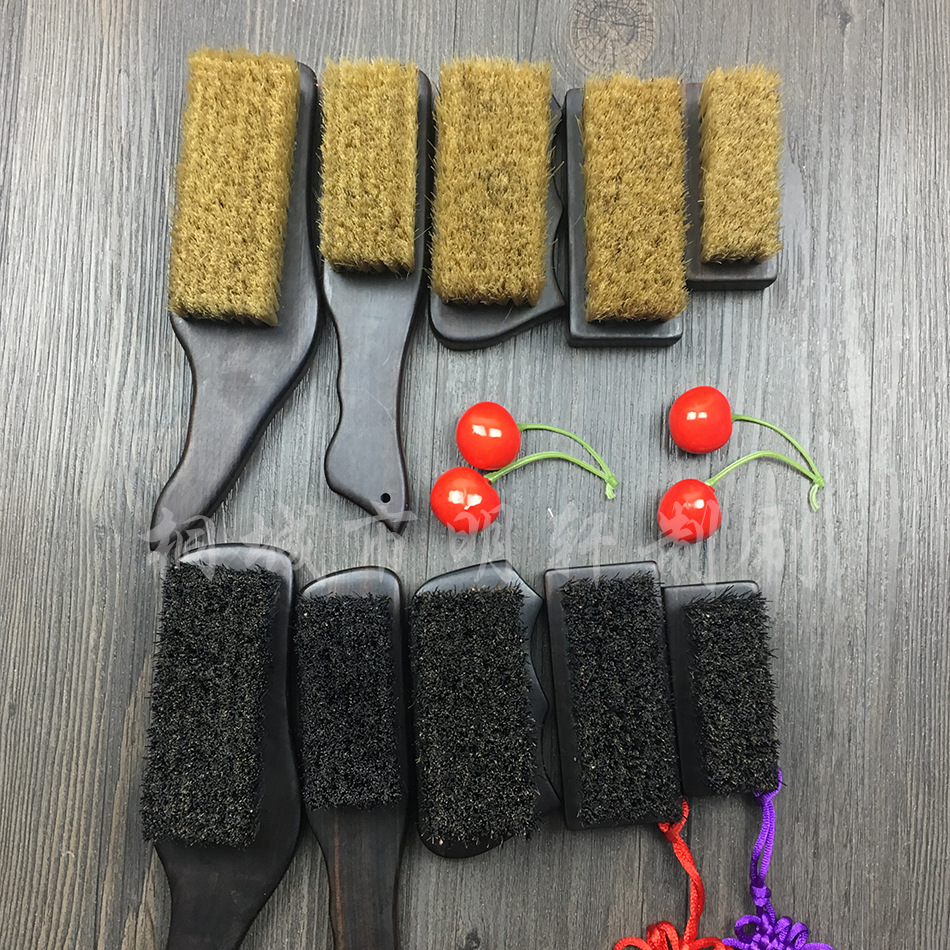 刷子手工穿线紫光檀月牙款猪鬃刷 曲线文玩刷 檀木刷子 毛刷工业