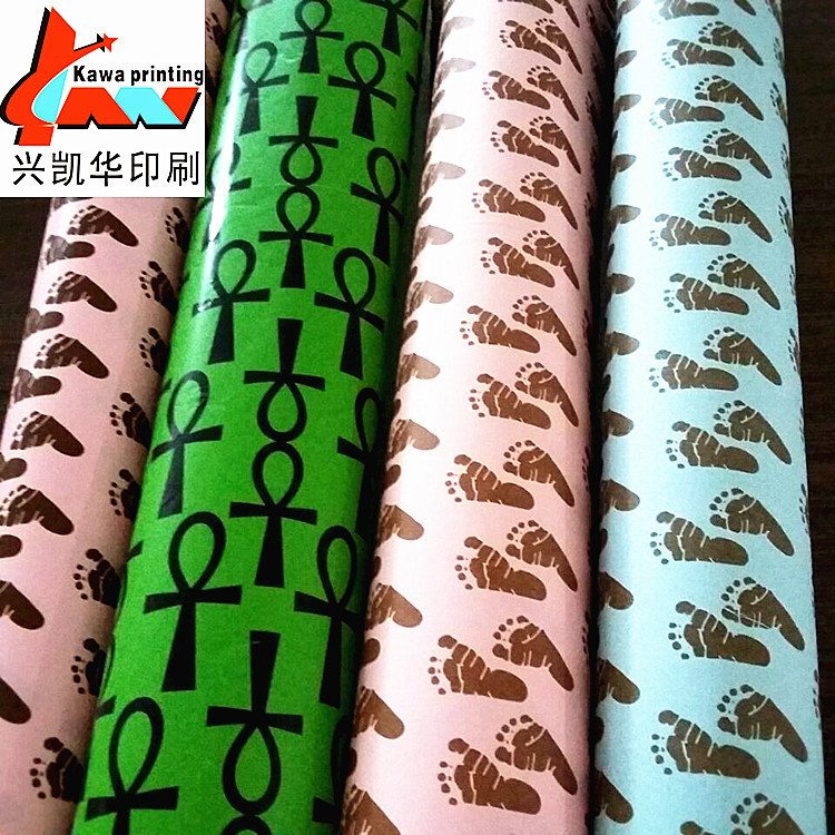 厂家直销100g礼物包装纸圣诞节包装纸铜版纸印刷小卷礼品包装纸