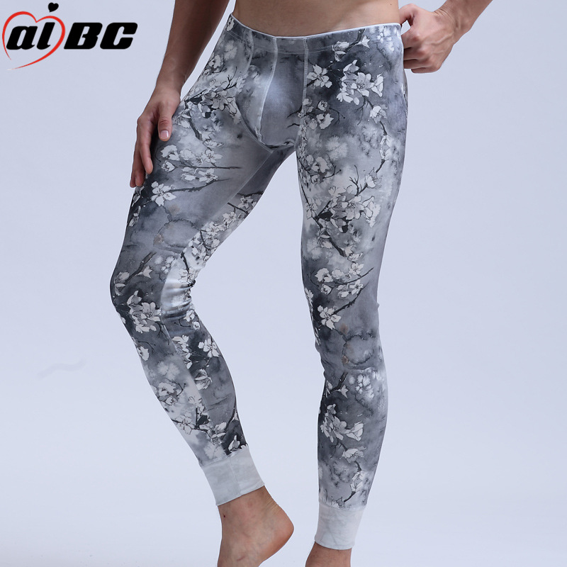 Aibcメーカー直販男性保温ズボンプリント保温底秋冬ズボンメーカー卸売りA012-BK