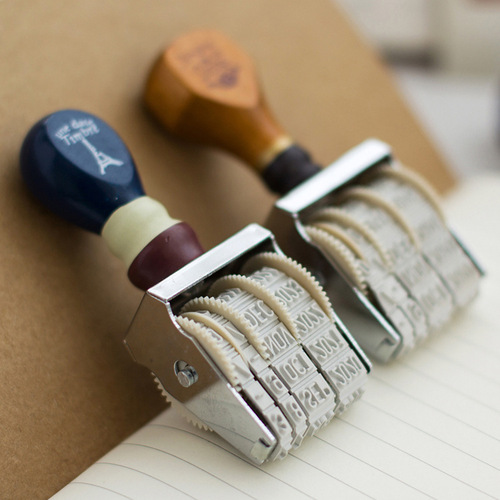 Retro date stamp, special for pocketbook, zakka style imitation postmark effect, wooden stamp, roller stamp