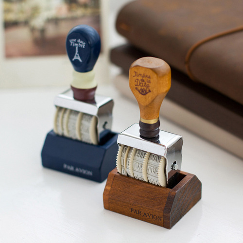 Retro date stamp, special for pocketbook, zakka style imitation postmark effect, wooden stamp, roller stamp