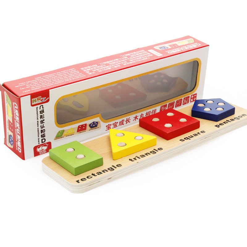 Madera de los niños forma geométrica columna juego bloques construcción ayuda enseñanza educación temprana bebé educación juguetes al por mayor