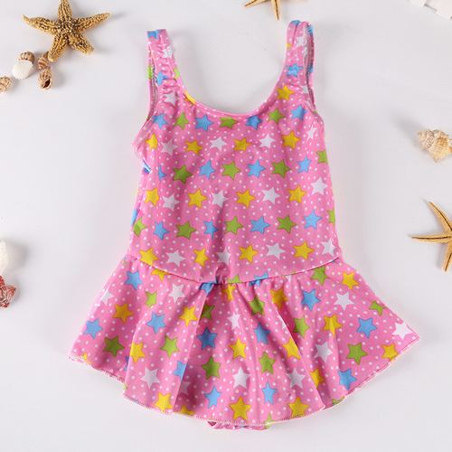 Baby unisex swimwear triangle shorts, small to medium/large children's dress style for girls aged 1-9, hot spring swimming suit batch