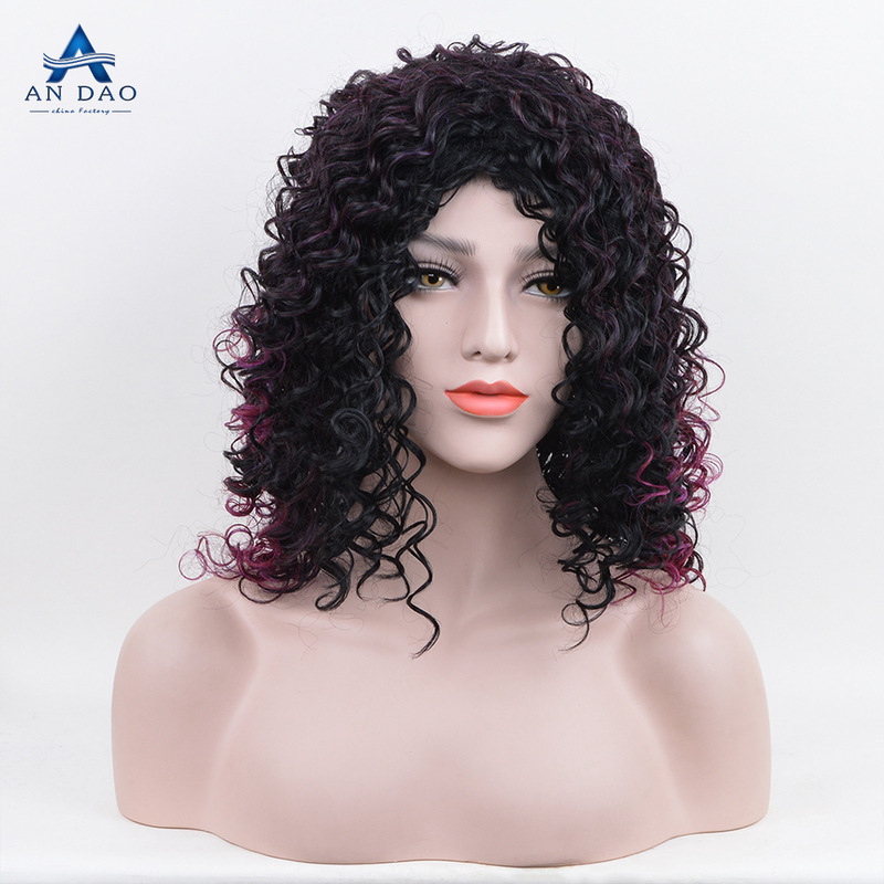 European and American daily fluffy curly hair 55cm black long curly hair explosion head Brazil African Popular simulation wig European and American daily fluffy curly hair 55cm black long curly hair explosion head Brazil African Popular simulation wig
